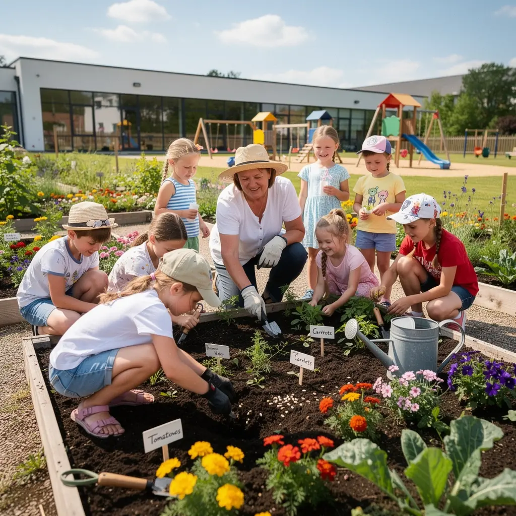 Grupa bērnu piedalās eksperimentā, izpētot zinātniskos principus jautrā veidā.